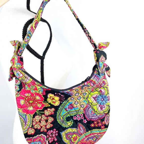 Vera Bradley Mini Black Multi Color Handbag - Picture 3 of 8